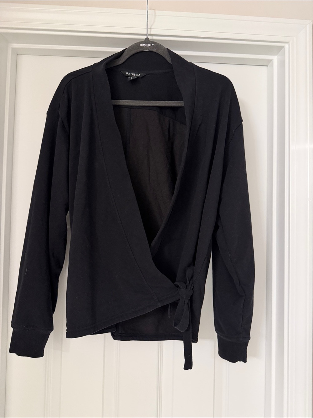 Athleta Black Wrap Tie Front Jacket